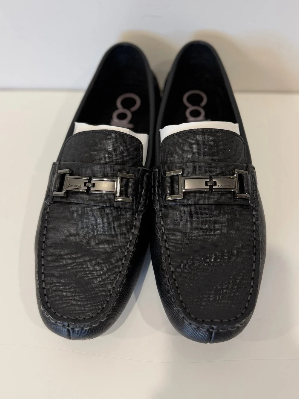 Calvin Klein  Loafers Shoes Slip On Size 9.5 Mens Black No Lace Dress Casual